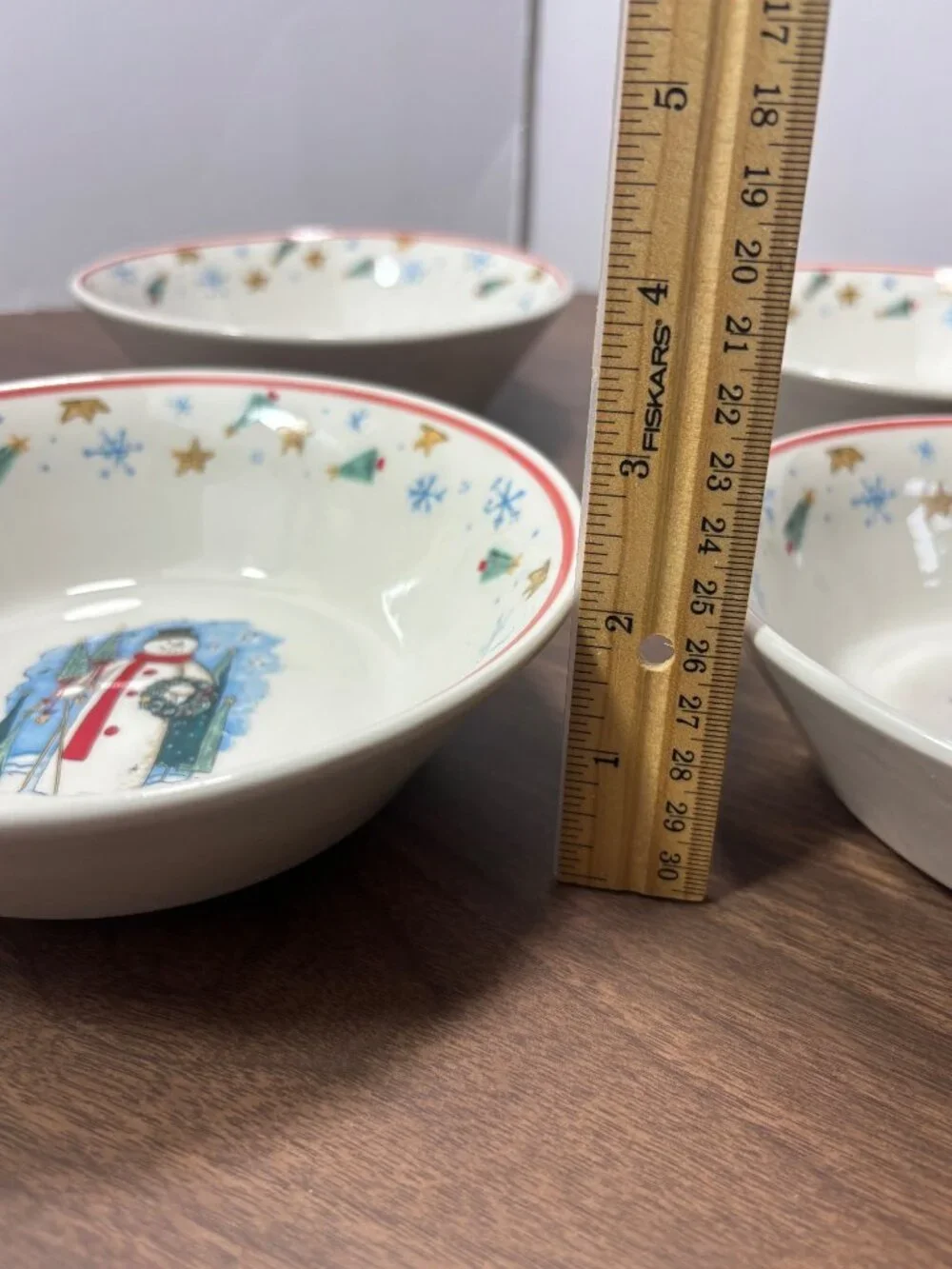Enchanted Forest Snowman Bowls Set of 4 Christmas Holiday Winter